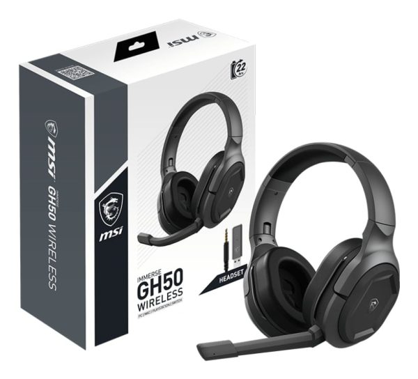 MSI MSI Immerse GH50 Wireless Headset Kabel & trådløs Spil USB Type-A Sort