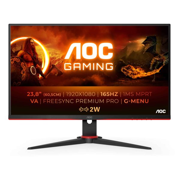 AOC AOC 24G2SAE/BK computerskærm 60,5 cm (23.8") 1920 x 1080 pixel Fuld HD Sort, Rød