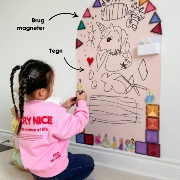 KidsBoard - Kreativ Magnettavle til børn - Pastel Pink - Tech-shoppen.dk